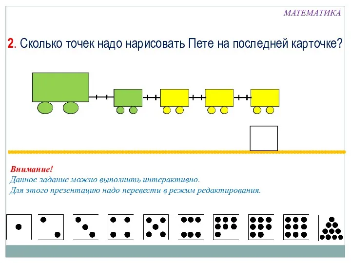 2. Сколько точек надо нарисовать Пете на последней карточке? МАТЕМАТИКА