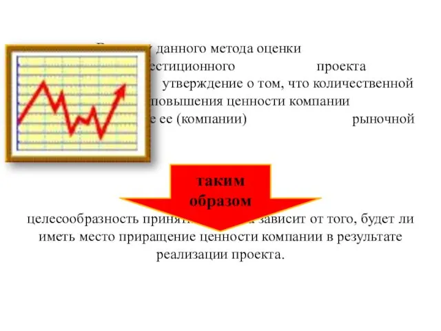 В основу данного метода оценки эффективности инвестиционного проекта заложено утверждение