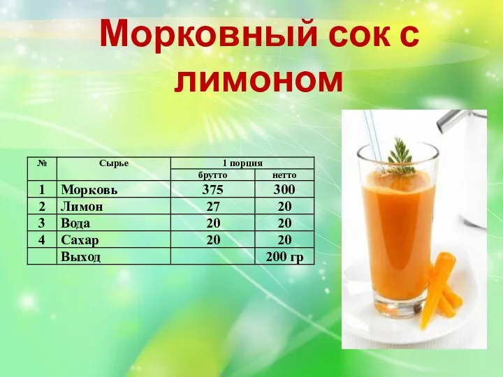 Морковный сок с лимоном
