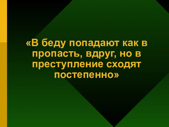 «В беду попадают как в пропасть, вдруг, но в преступление сходят постепенно»