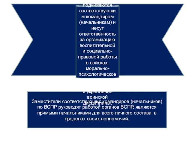 Заместители соответствующих командиров (начальников) по ВСПР руководят работой органов ВСПР, являются прямыми начальниками