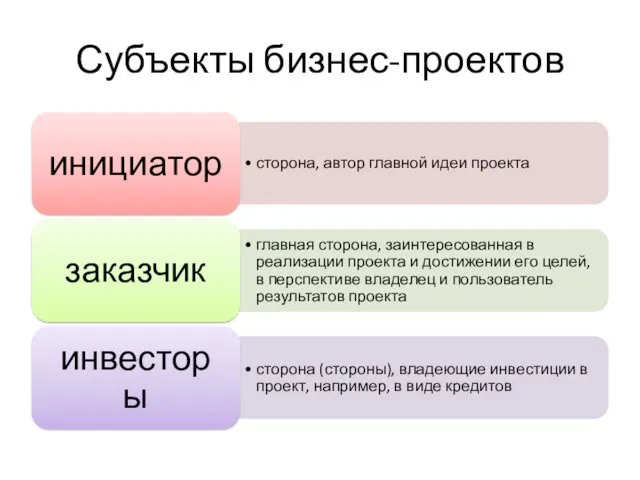 Субъекты бизнес-проектов