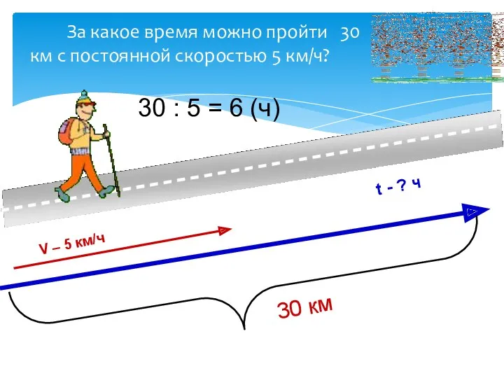 За какое время можно пройти 30 км с постоянной скоростью