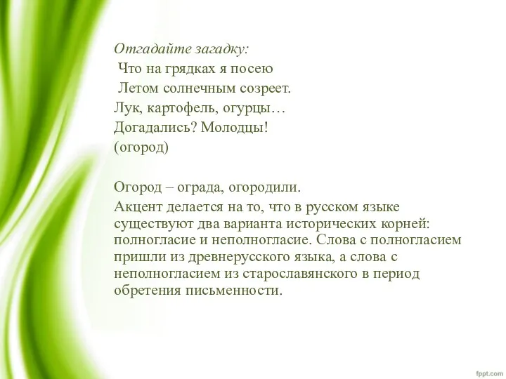 Отгадайте загадку: Что на грядках я посею Летом солнечным созреет.