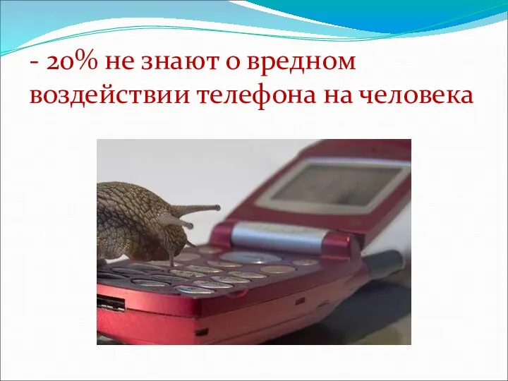- 20% не знают о вредном воздействии телефона на человека