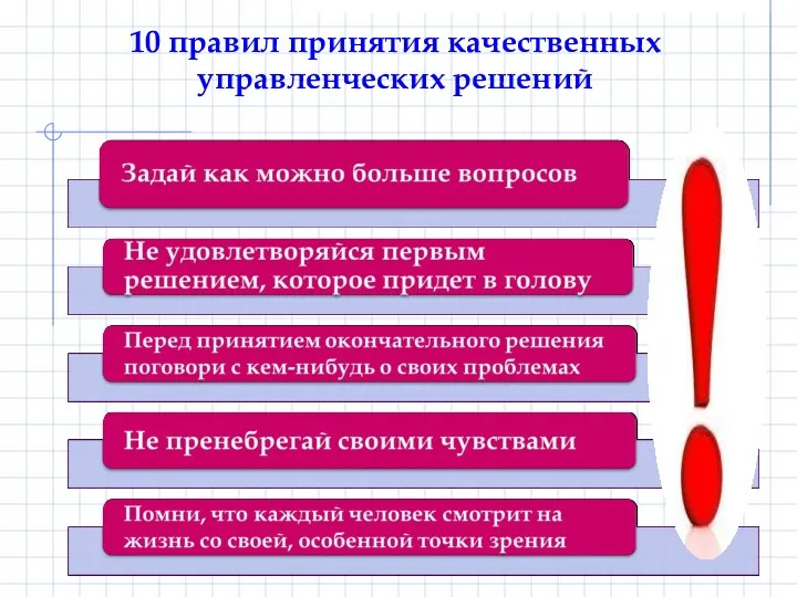 10 правил принятия качественных управленческих решений