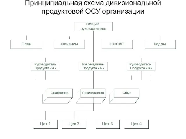 Принципиальная схема дивизиональной продуктовой ОСУ организации