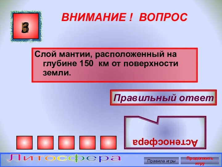 ВНИМАНИЕ ! ВОПРОС Слой мантии, расположенный на глубине 150 км от поверхности земли.