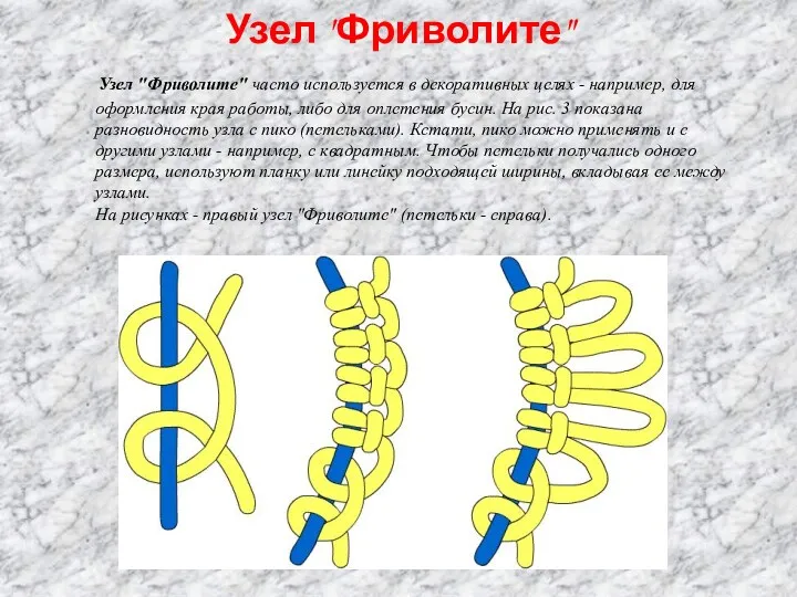 Узел "Фриволите" Узел "Фриволите" часто используется в декоративных целях -