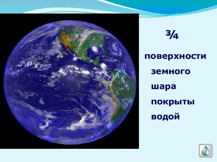 ¾ поверхности земного шара покрыты водой