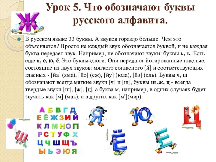 Урок 5. Что обозначают буквы русского алфавита. В русском языке 33 буквы. А