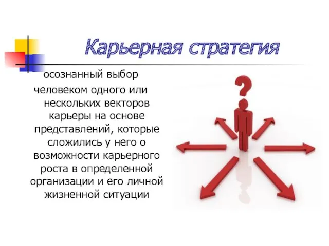 Карьерная стратегия осознанный выбор человеком одного или нескольких векторов карьеры