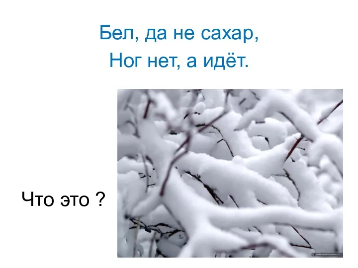 Бел, да не сахар, Ног нет, а идёт. Что это ?