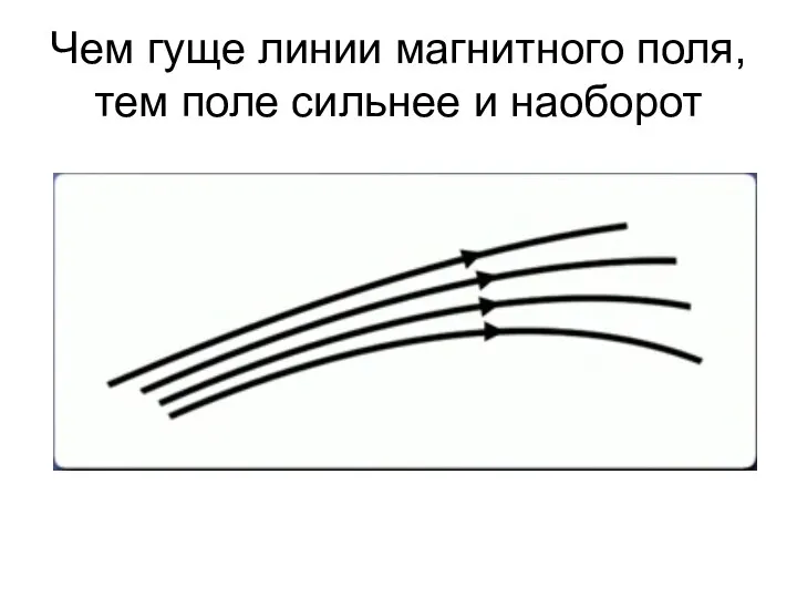 Чем гуще линии магнитного поля, тем поле сильнее и наоборот