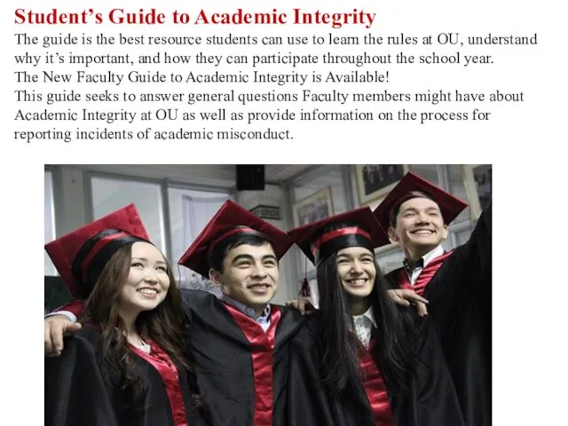 Student’s Guide to Academic Integrity The guide is the best resource students can
