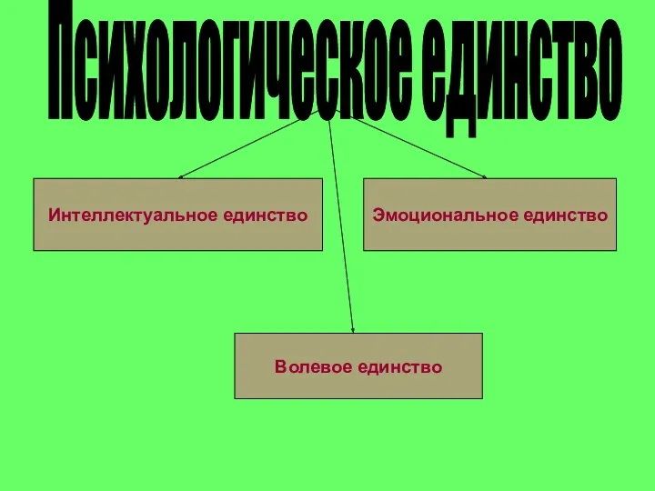 Психологическое единство Интеллектуальное единство Волевое единство Эмоциональное единство