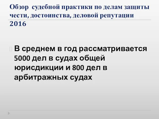 Обзор судебной практики по делам защиты чести, достоинства, деловой репутации