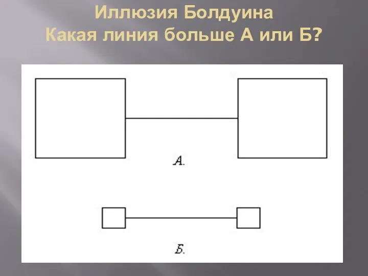 Иллюзия Болдуина Какая линия больше А или Б?