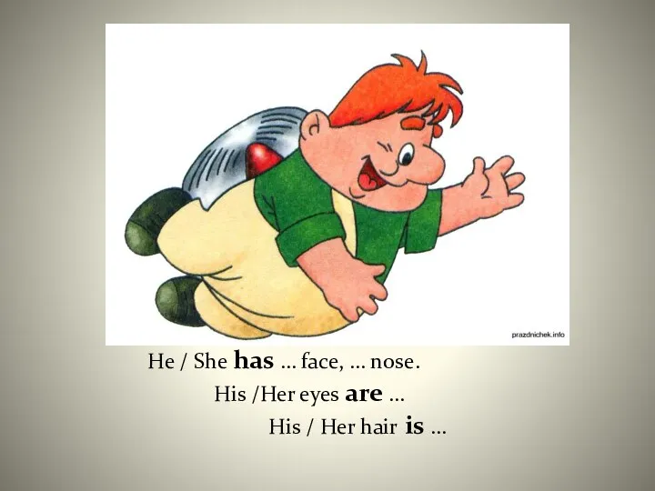 He / She has … face, … nose. His /Her