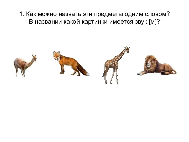 1. Как можно назвать эти предметы одним словом? В названии какой картинки имеется звук [м]?