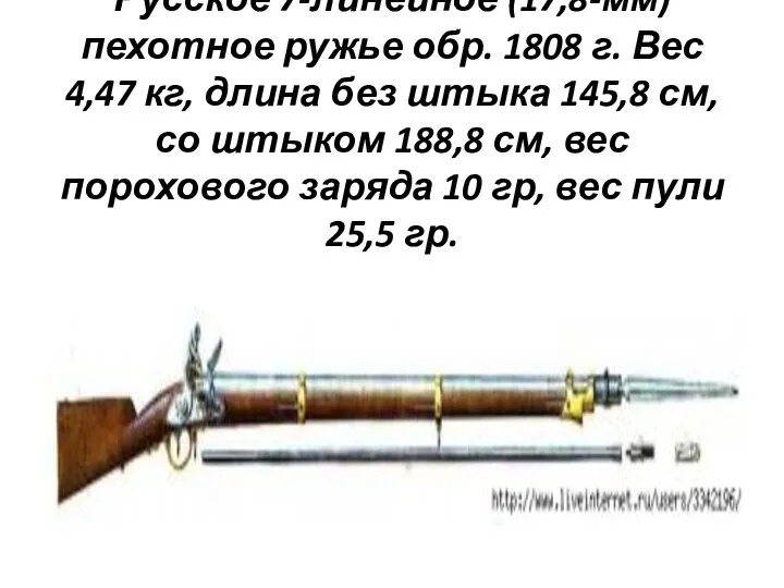 Русское 7-линейное (17,8-мм) пехотное ружье обр. 1808 г. Вес 4,47