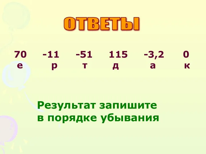 70 -11 -51 115 -3,2 0 е р т д а к Результат