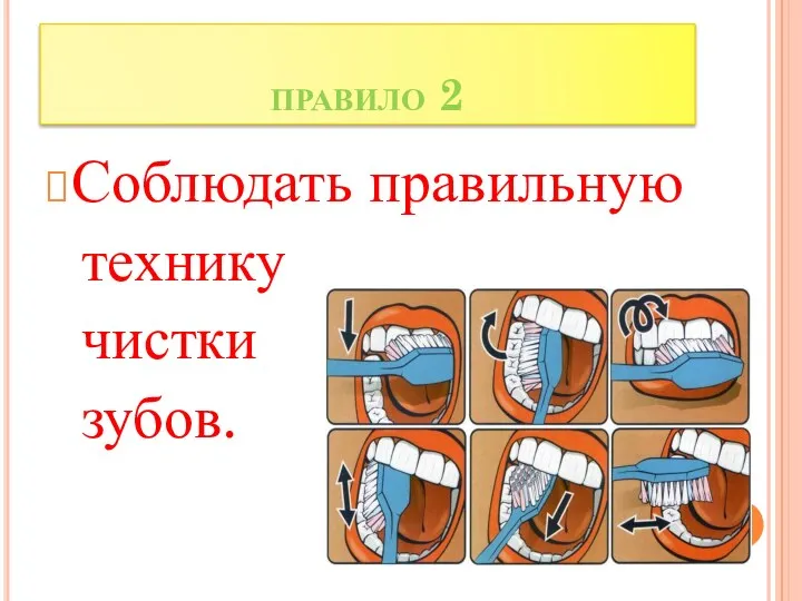 правило 2 Соблюдать правильную технику чистки зубов.