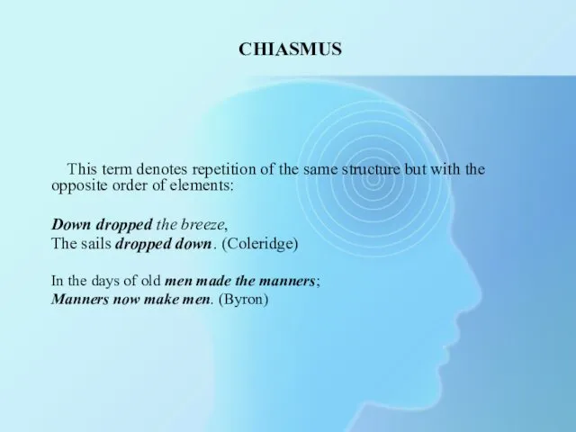 CHIASMUS This term denotes repetition of the same structure but