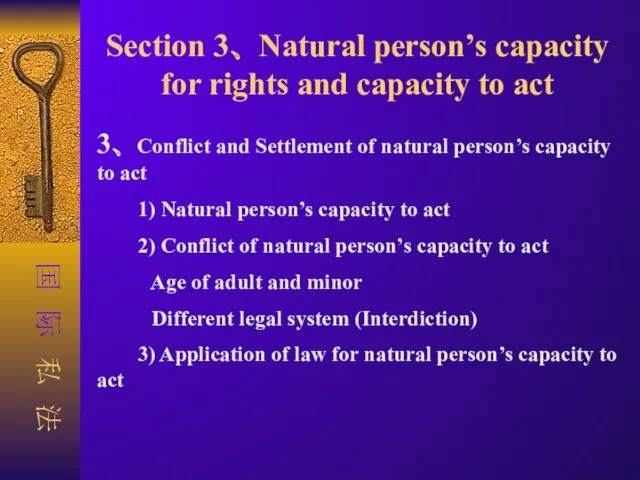 Section 3、 Natural person’s capacity for rights and capacity to