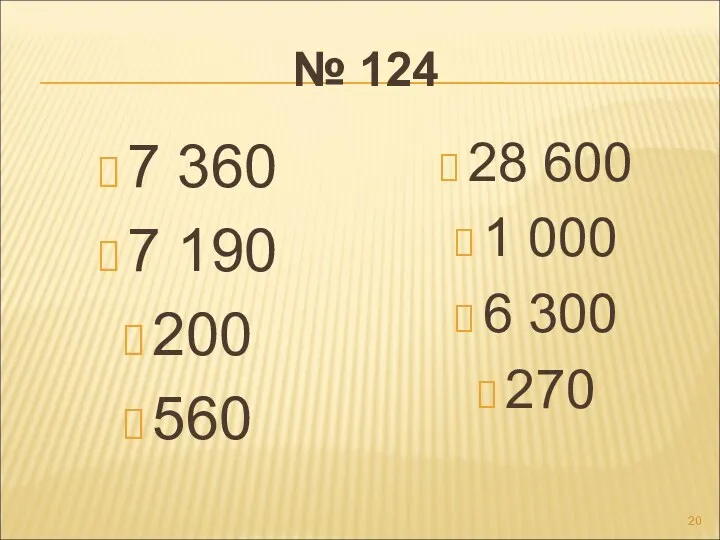 № 124 7 360 7 190 200 560 28 600 1 000 6 300 270