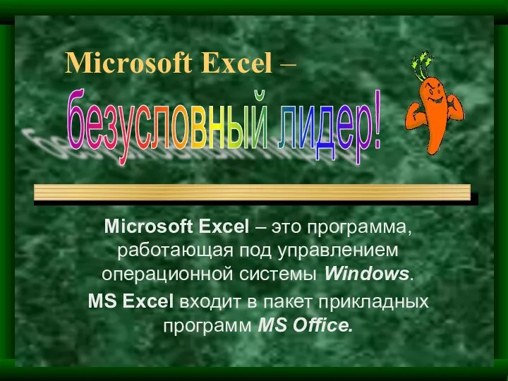 Microsoft Excel – Microsoft Excel – это программа, работающая под