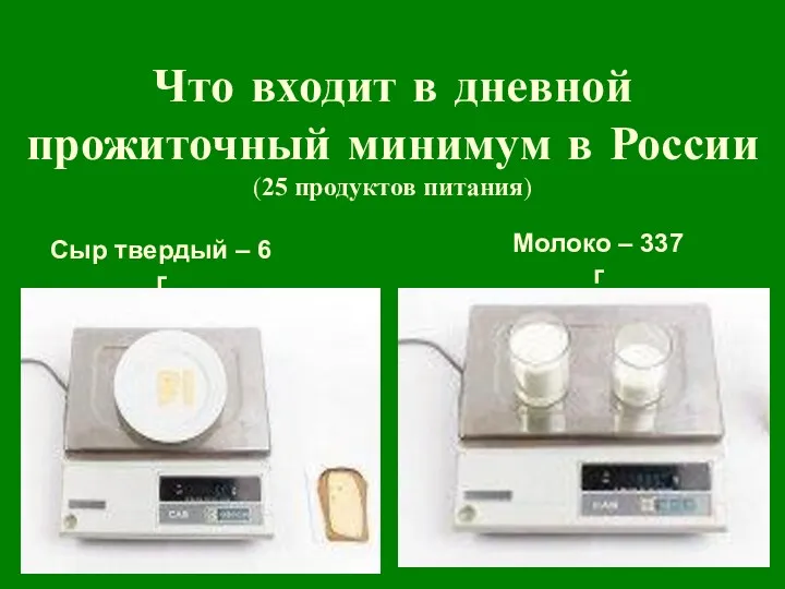 Что входит в дневной прожиточный минимум в России (25 продуктов
