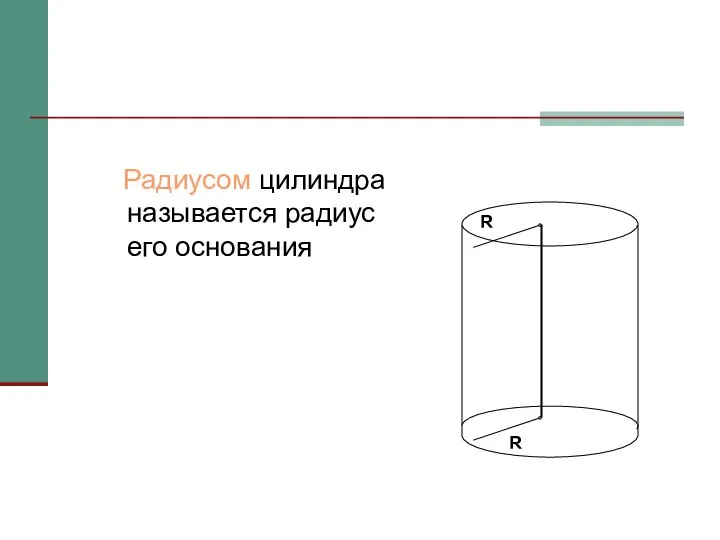 Радиусом цилиндра называется радиус его основания R R