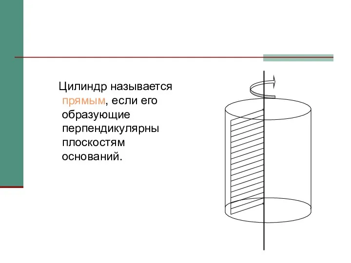 Цилиндр называется прямым, если его образующие перпендикулярны плоскостям оснований.