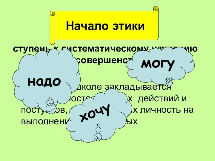 ступень к систематическому изучению основ самосовершенствования В начальной школе закладывается