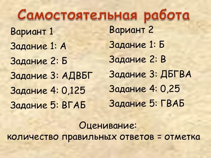 Вариант 1 Задание 1: А Задание 2: Б Задание 3: