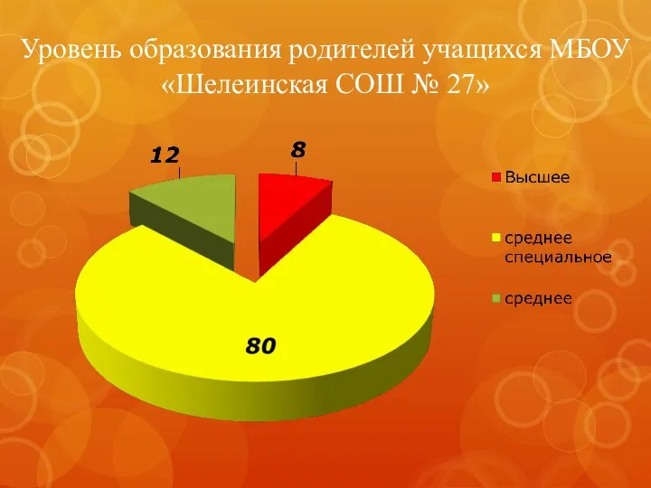 Уровень образования родителей учащихся МБОУ «Шелеинская СОШ № 27»