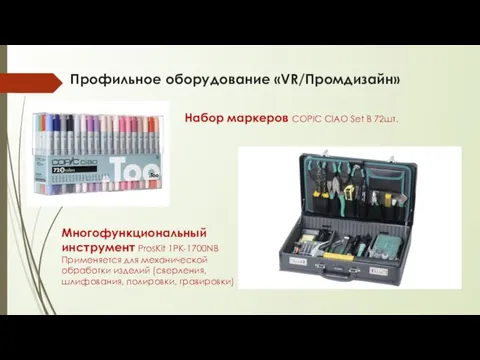 Профильное оборудование «VR/Промдизайн» Набор маркеров COPIC CIAO Set B 72шт. Многофункциональный инструмент ProsKit