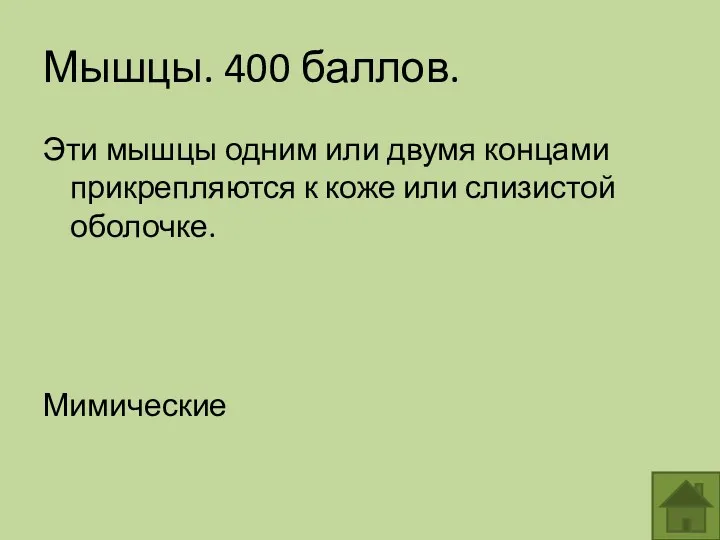 Эти мышцы одним или двумя концами прикрепляются к коже или слизистой оболочке. Мимические Мышцы. 400 баллов.