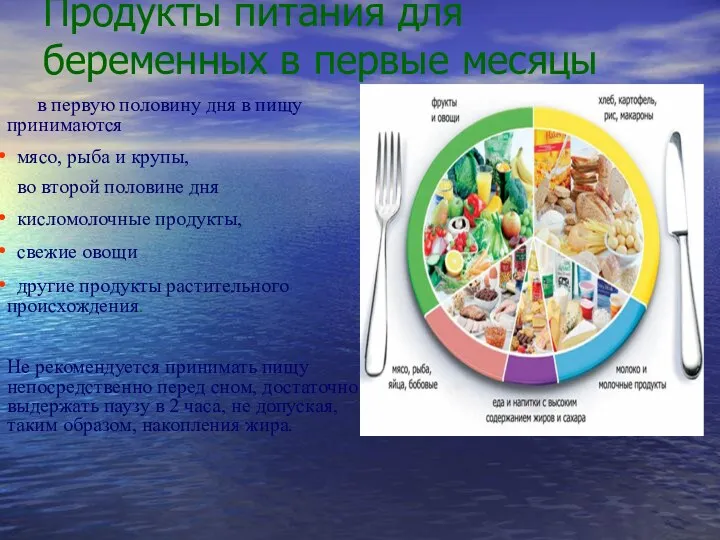 Продукты питания для беременных в первые месяцы в первую половину