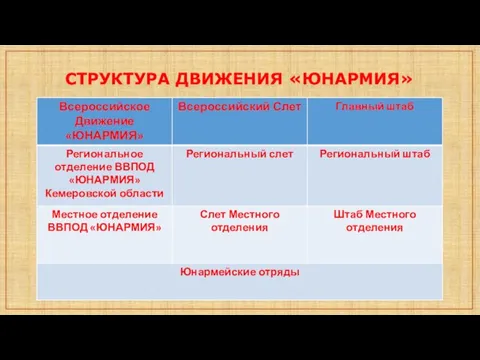 СТРУКТУРА ДВИЖЕНИЯ «ЮНАРМИЯ»