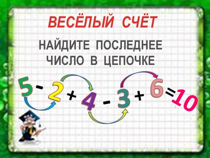 ВЕСЁЛЫЙ СЧЁТ НАЙДИТЕ ПОСЛЕДНЕЕ ЧИСЛО В ЦЕПОЧКЕ 10