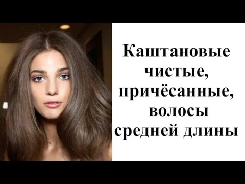 Каштановые чистые, причёсанные, волосы средней длины