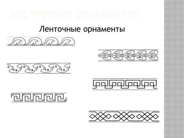 Построение орнаментов Ленточные орнаменты