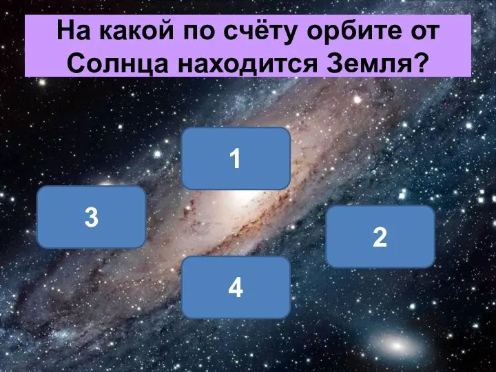 На какой по счёту орбите от Солнца находится Земля? 3 1 2 4