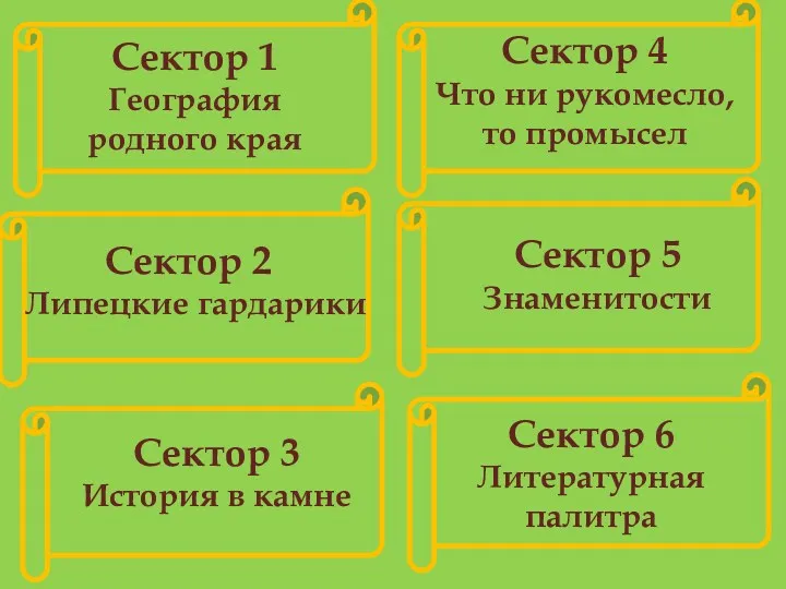 Сектор 1 География родного края Сектор 2 Липецкие гардарики Сектор