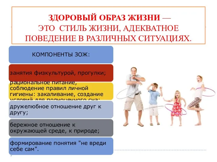 ЗДОРОВЫЙ ОБРАЗ ЖИЗНИ — ЭТО СТИЛЬ ЖИЗНИ, АДЕКВАТНОЕ ПОВЕДЕНИЕ В РАЗЛИЧНЫХ СИТУАЦИЯХ.