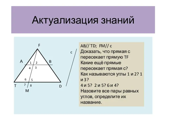 Актуализация знаний 11 А F T B M D c