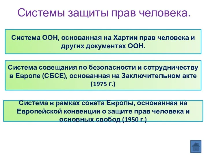 Системы защиты прав человека. Система ООН, основанная на Хартии прав