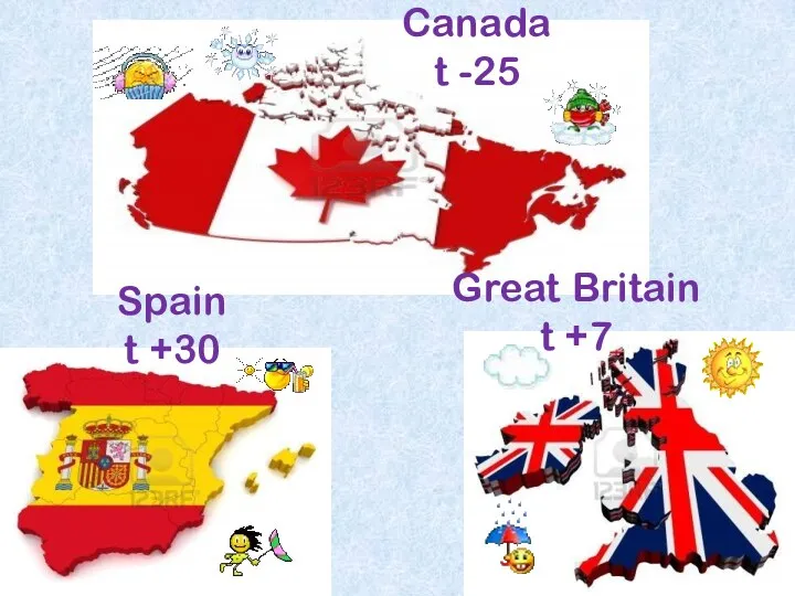 Canada t -25 Spain t +30 Great Britain t +7